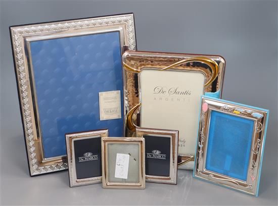 Six assorted Italian white metal photograph frames,